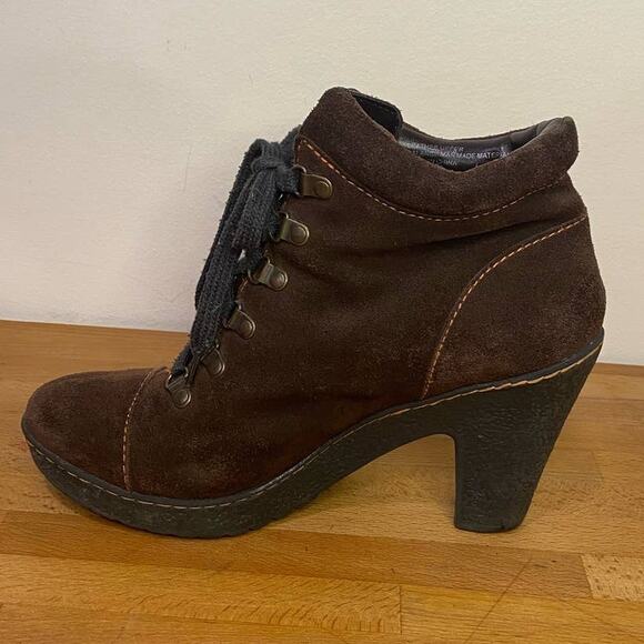 BOC Born Brown Concept Women Chunky Boots Lace Up Suede 8us - Picture 6 of 13